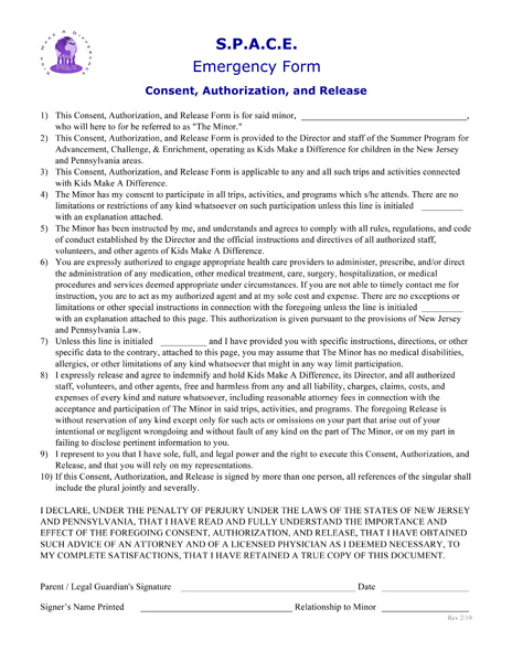 S.P.A.C.E. Emergency Form